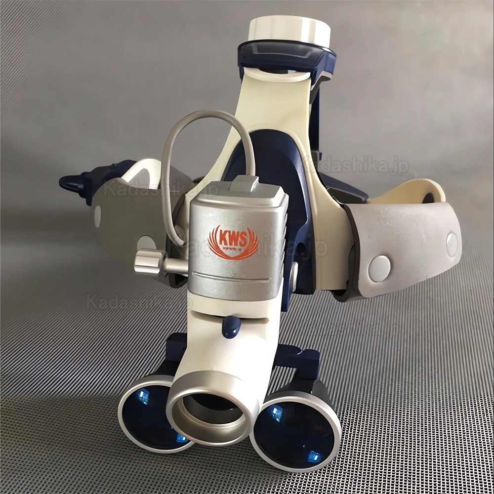 KWS FD501K 3.5X 双眼拡大鏡（歯科用ルーペ）+ KD-205AY-2 5W LED歯科用ヘッドライト（電池2個付き）